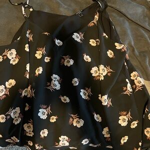 Floral Black and White Camisole Top